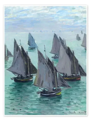 Barcos de pescadores en agua en calma de Claude Monet Master Collection