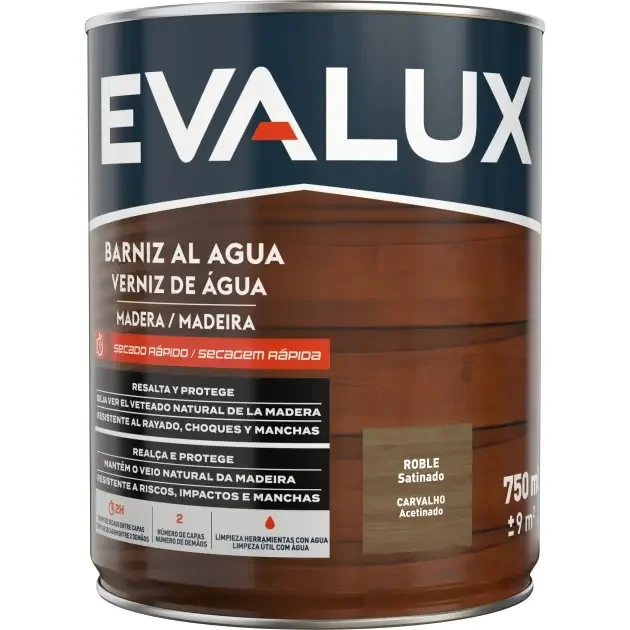 Barniz al agua roble satinado 750 ml Evalux | Brico Depôt Garanzia Inclusa