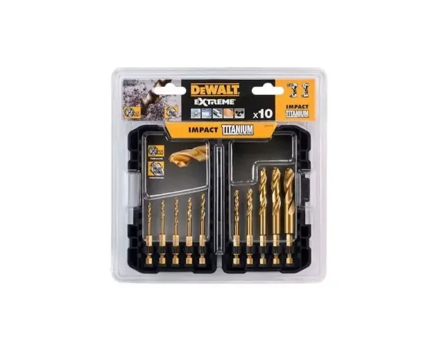 Bestseller Juego de brocas para metal hss-tin titanio – Dewalt – dt50050-qz – 10 pieza | Brico Depôt