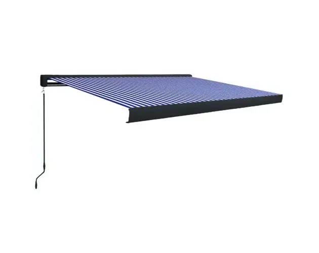 Bestseller vidaXL toldo de carrete manual azul y blanco 350×250 cm | Brico Depôt
