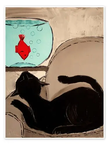 Black Cat with Goldfish de JIEL