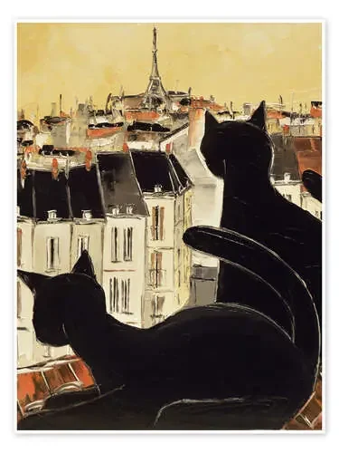 Black cats on Parisian roof de JIEL