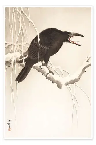 Blackbird in snow de Ohara Koson Master Collection