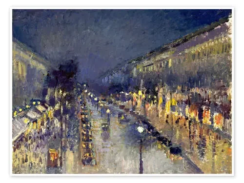 Boulevard Montmartre por la noche de Camille Pissarro Bridgeman Images