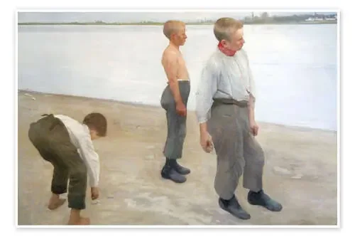 Boys Throwing Pebbles into the River, 1890 de Karoly Ferenczy akg-images