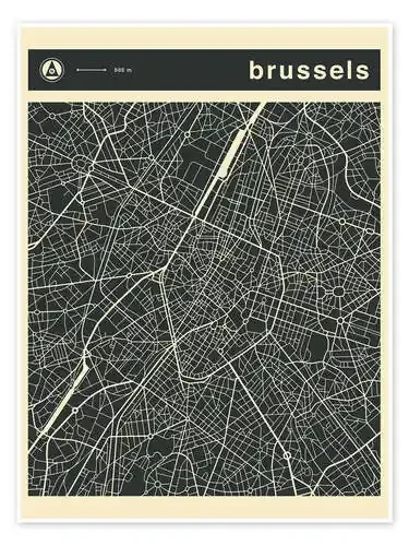 BRUSSELS CITY MAP de Jazzberry Blue
