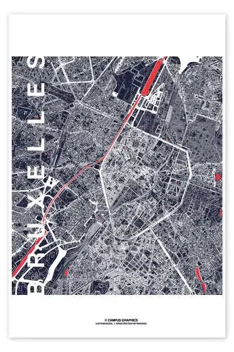 Brussels map city midnight de campus graphics