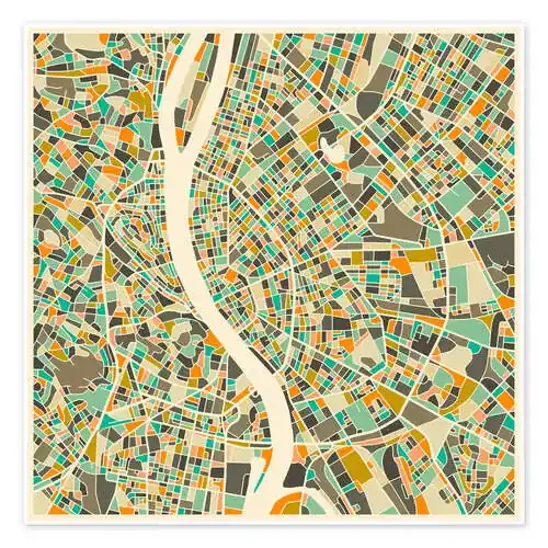 Budapest Map I de Jazzberry Blue