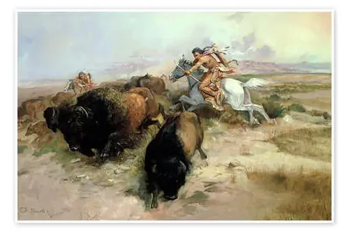 Buffalo Hunt, 1897 de Charles Marion Russell Bridgeman Images