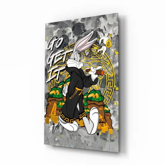 Bugs Bunny The Game of Wealth Glass Wall Art Designer Collection – 28.5 » X 18 «
