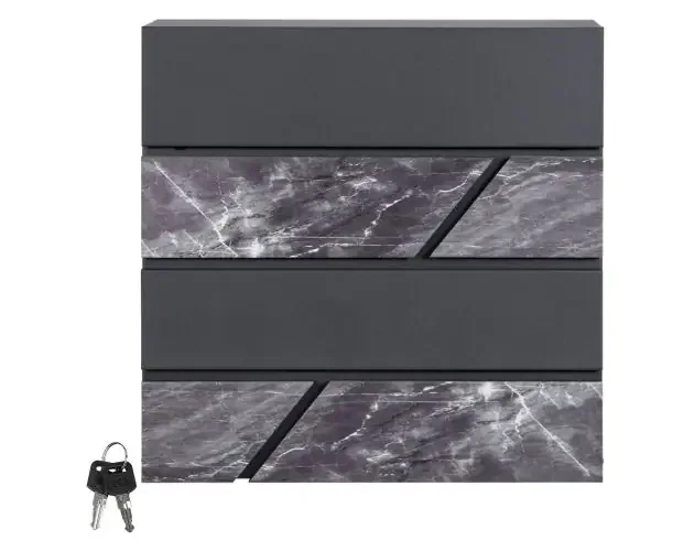 Buzón 37×36,5×11 cm antracita/negro aspecto mármol acero ml-design | Brico Depôt Economico