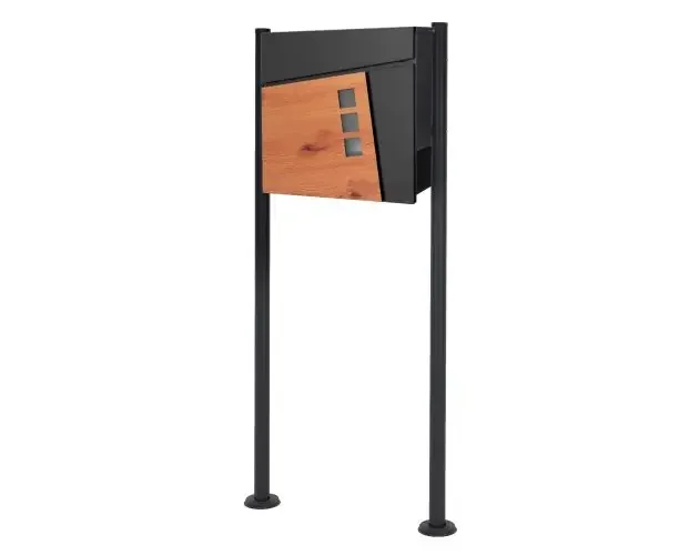 Buzón cartas periódico moderno en acero óptica de madera + soporte | Brico Depôt Promozione Esclusiva
