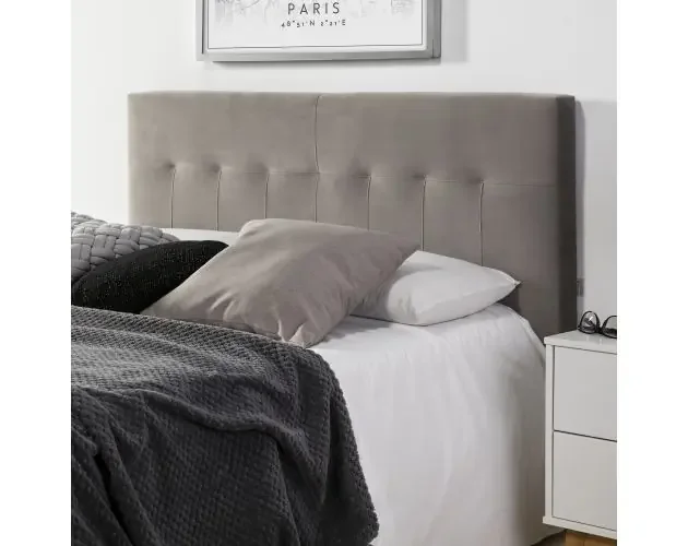 Cabecero tapizado nápoles 160×100 cm gris, terciopelo, patas de madera | Brico Depôt Migliore Qualità