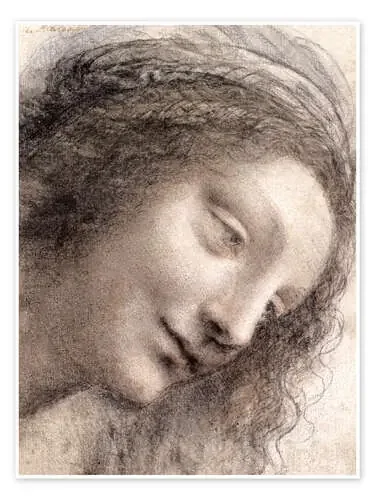 Cabeza de la Virgen vista de tres cuartos, mirando a la derecha de Leonardo da Vinci Master Collection
