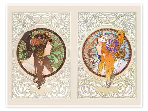 Cabezas bizantinas, collage de Alfons Mucha Master Collection