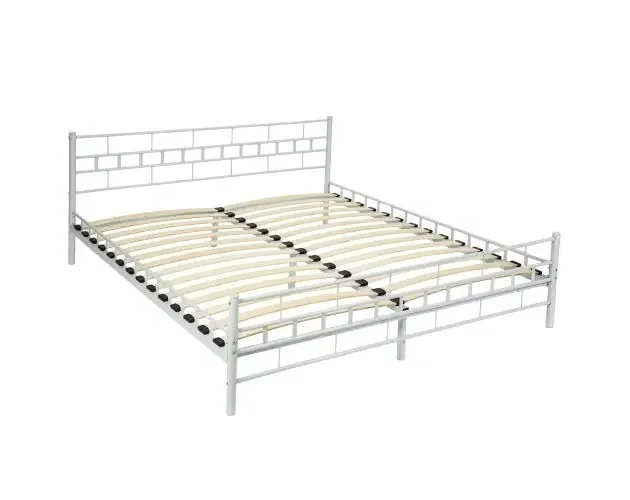 Cama de matrimonio con cabecero, pie de acero y somier de láminas de mader | Brico Depôt Offerta Lampo
