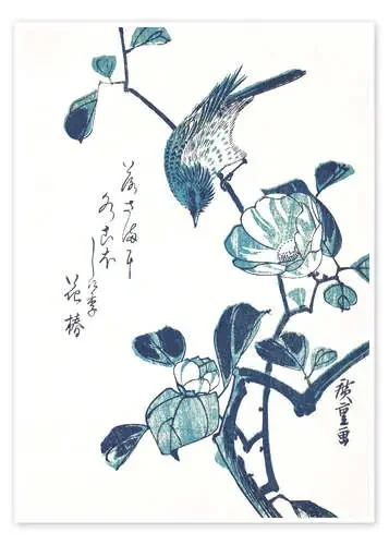 Camelia y pájaro de Utagawa Hiroshige Master Collection
