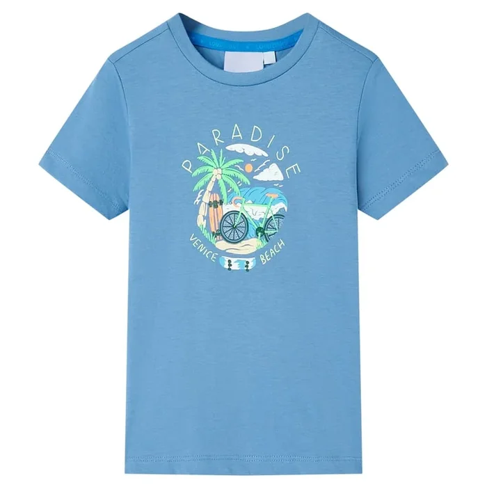 Camiseta infantil azul medio 128