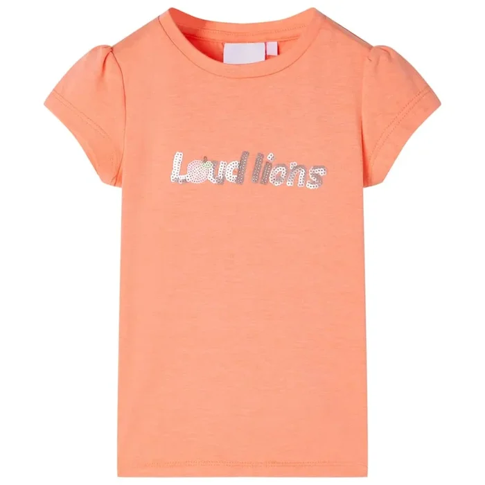Camiseta infantil de manga casquillo naranja neón 92