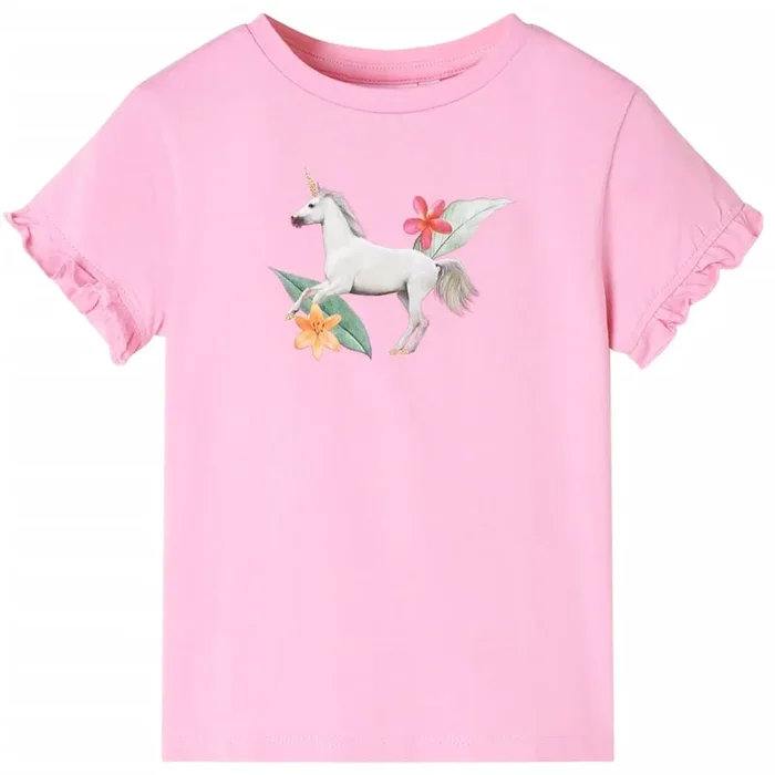 Camiseta infantil de manga corta rosa brillante 104