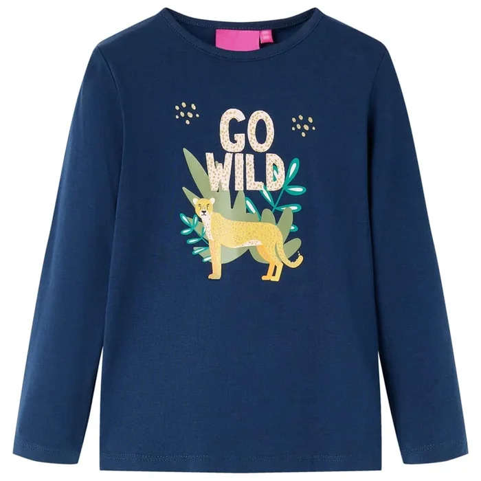 Camiseta infantil de manga larga azul marino 104 (22)