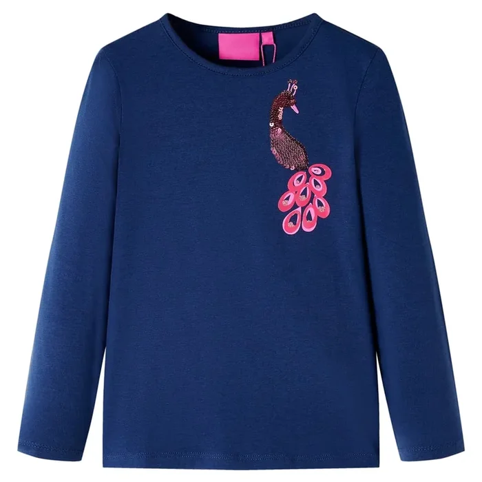 Camiseta infantil de manga larga azul marino 104 (4)