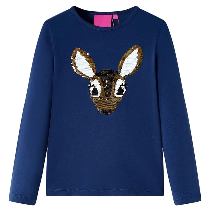 Camiseta infantil de manga larga azul marino 104 (7)