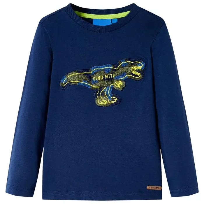 Camiseta infantil de manga larga azul marino 116 (2)