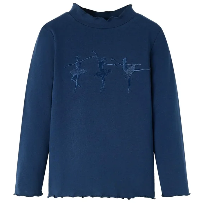 Camiseta infantil de manga larga azul marino 116 (21)