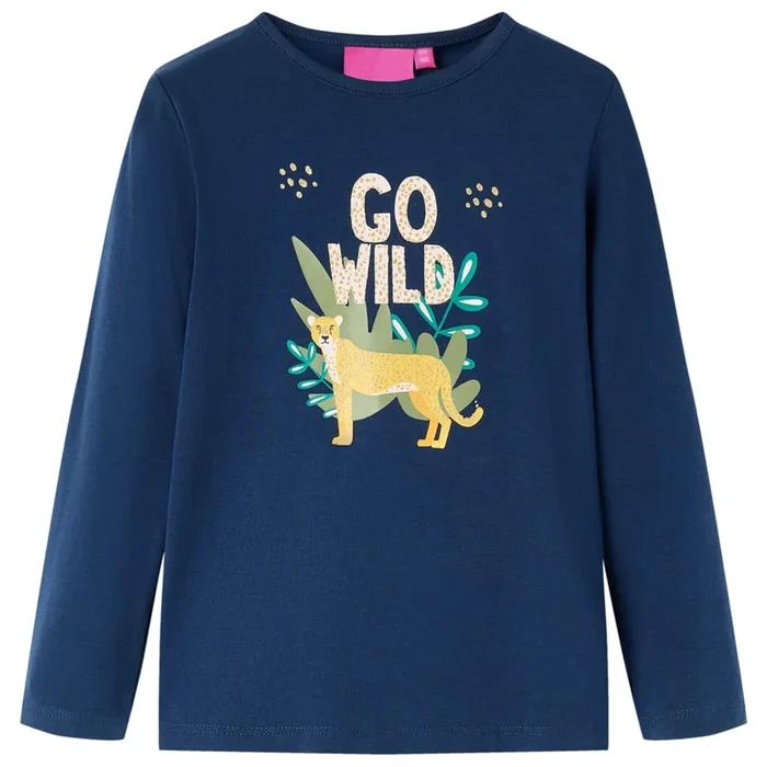 Camiseta infantil de manga larga azul marino 116 (22)