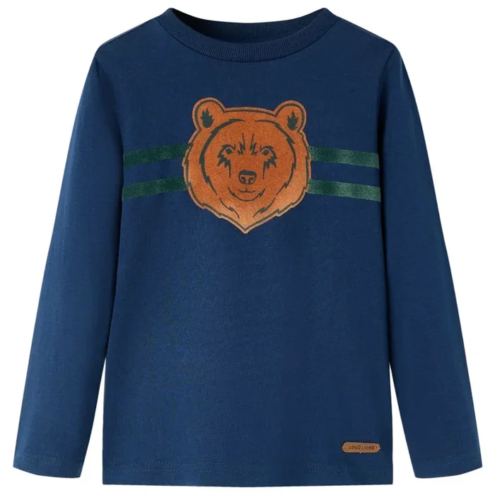 Camiseta infantil de manga larga azul marino 116 (9)