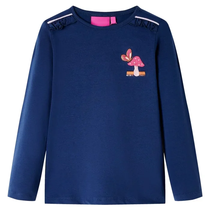Camiseta infantil de manga larga azul marino 92 (18)