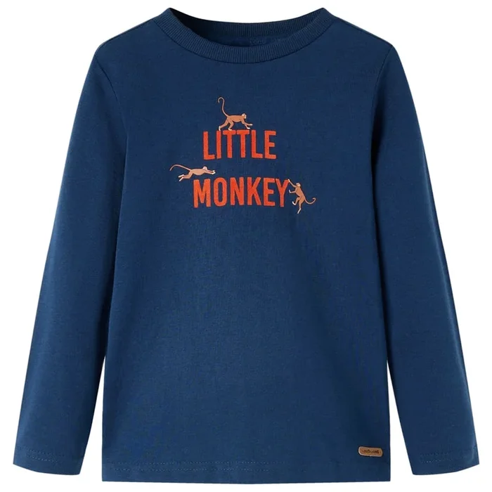 Camiseta infantil de manga larga azul marino 92 (20)