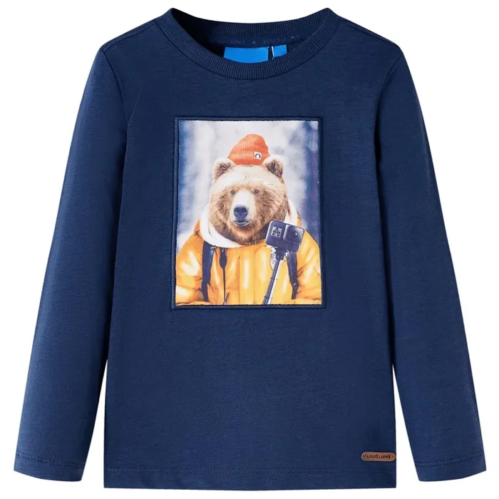 Camiseta infantil de manga larga azul marino melange 116 (2)