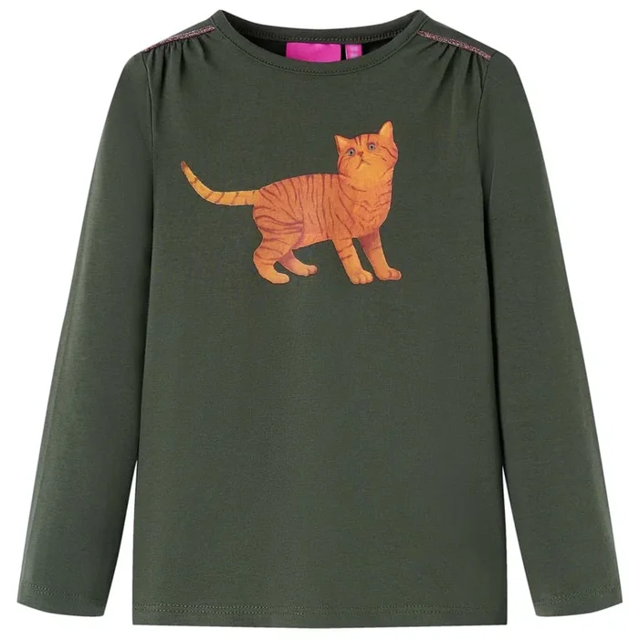 Camiseta infantil de manga larga caqui 92 (9)