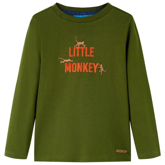 Camiseta infantil de manga larga caqui oscuro 116 (2)
