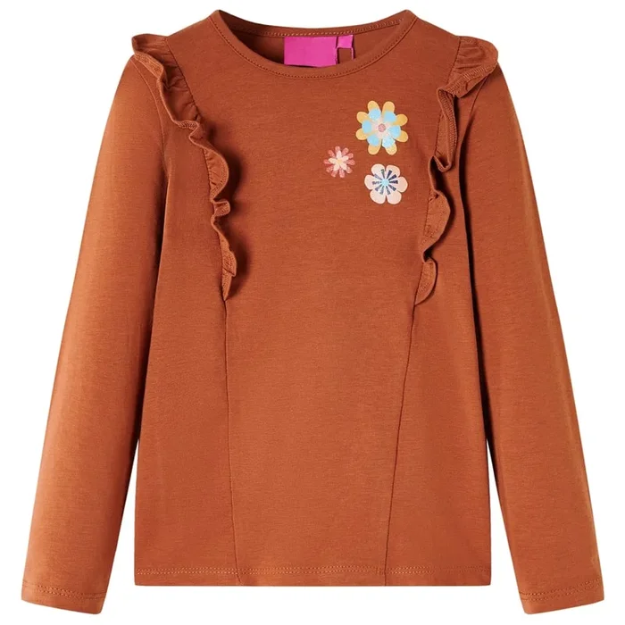 Camiseta infantil de manga larga color coñac 104 (5)