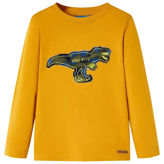 Camiseta infantil de manga larga color ocre 92 (6)