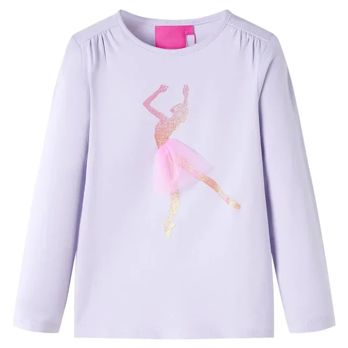 Camiseta infantil de manga larga lila claro 104