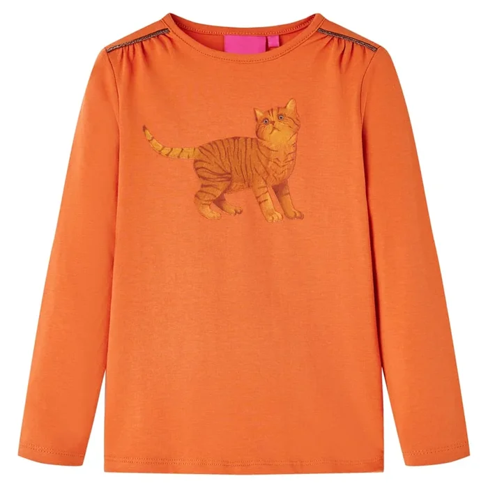 Camiseta infantil de manga larga naranja tostado 128 (5)