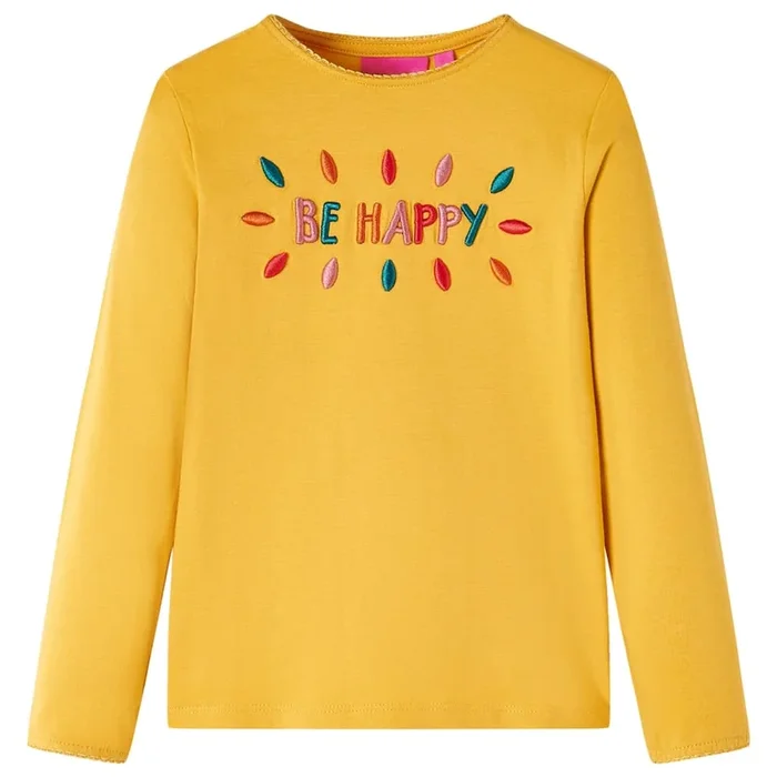 Camiseta infantil de manga larga ocre oscuro 92 (3)