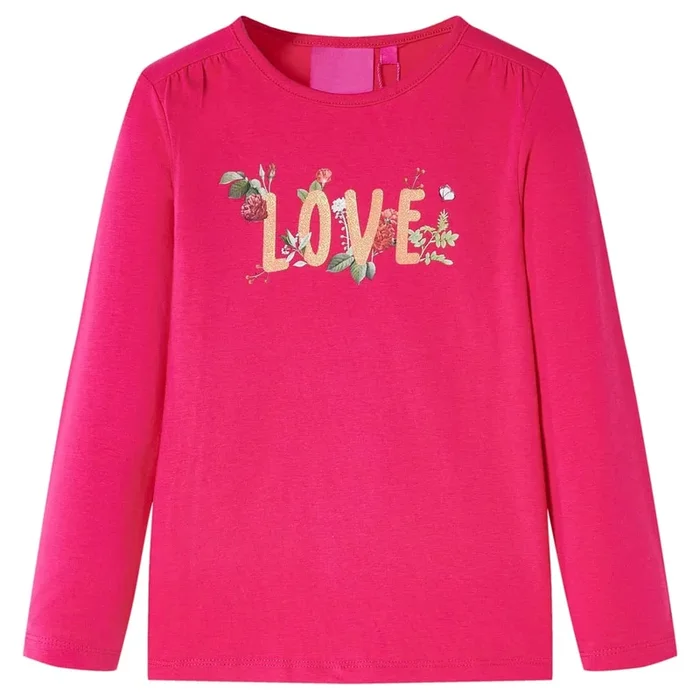 Camiseta infantil de manga larga rosa brillante 128 (3)