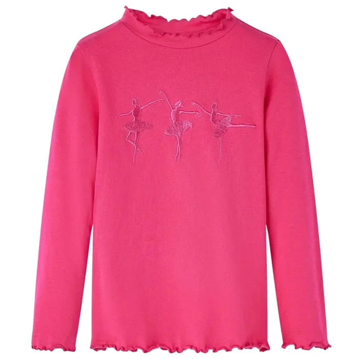 Camiseta infantil de manga larga rosa brillante 128 (5)