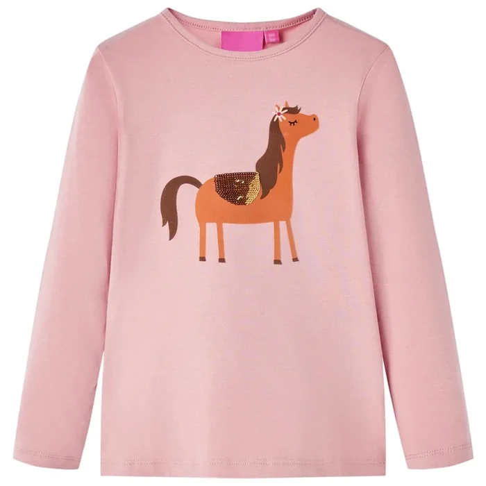 Camiseta infantil de manga larga rosa claro 128 (6)