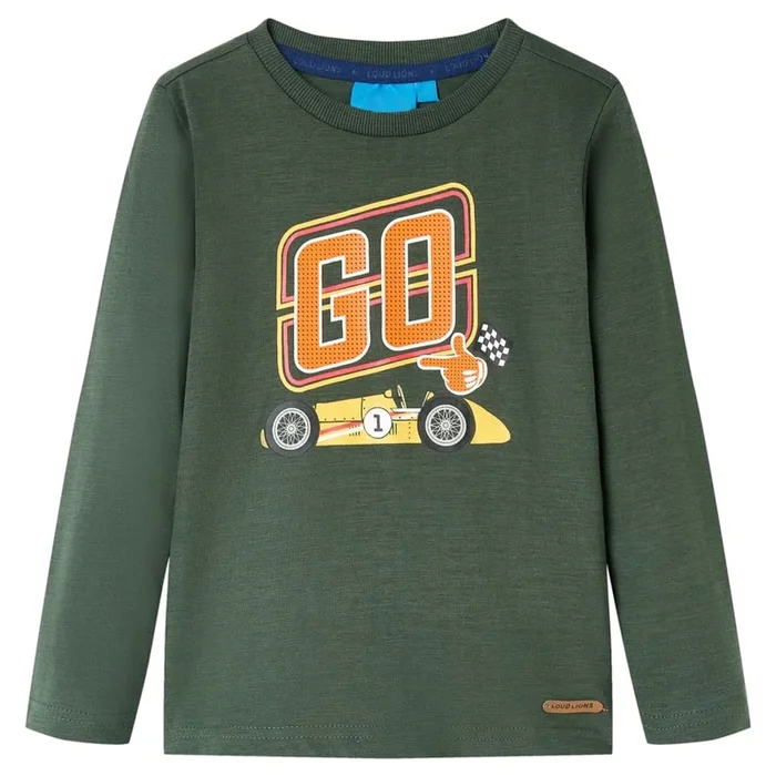 Camiseta infantil de manga larga verde oscuro 92