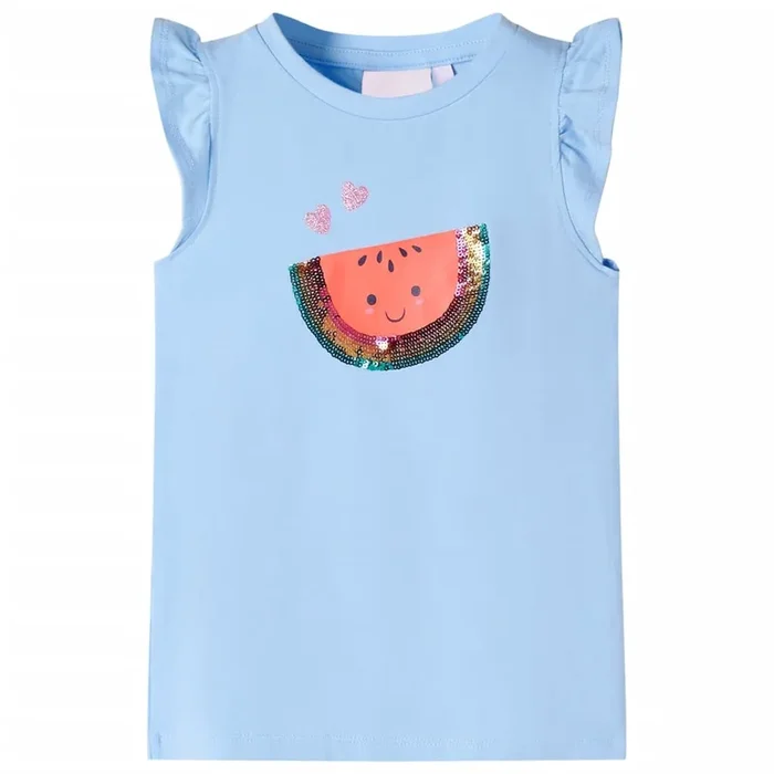 Camiseta infantil de manga volante azul claro 92 (2)