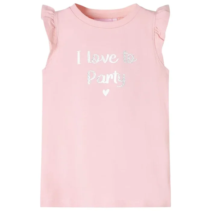 Camiseta infantil de manga volante rosa claro 116