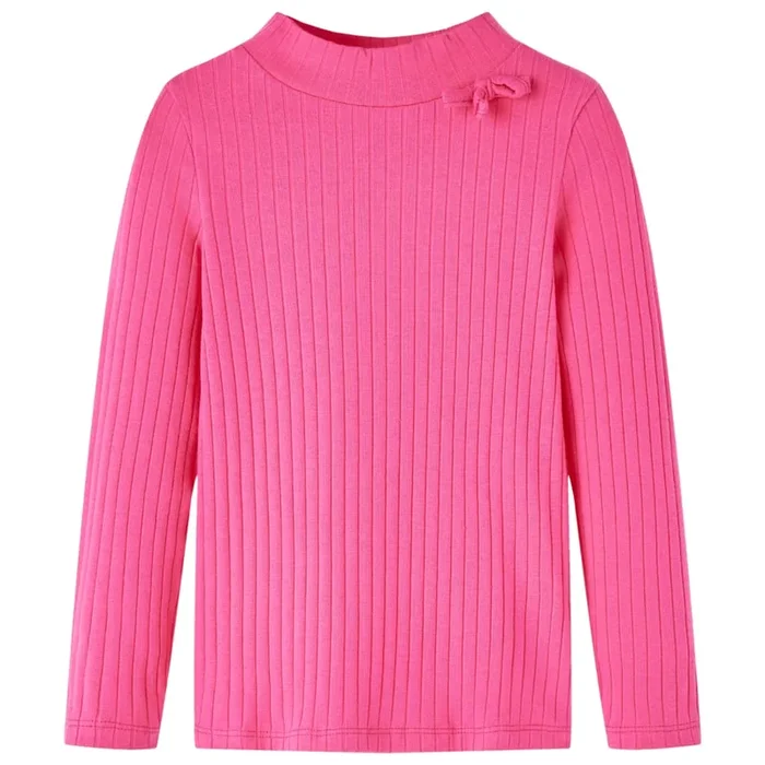 Camiseta infantil manga larga de punto elástico rosa brillante 92