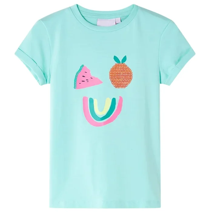 Camiseta infantil verde menta claro 128 (2)