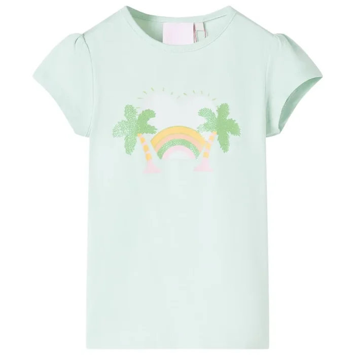 Camiseta infantil verde menta claro 140 (5)